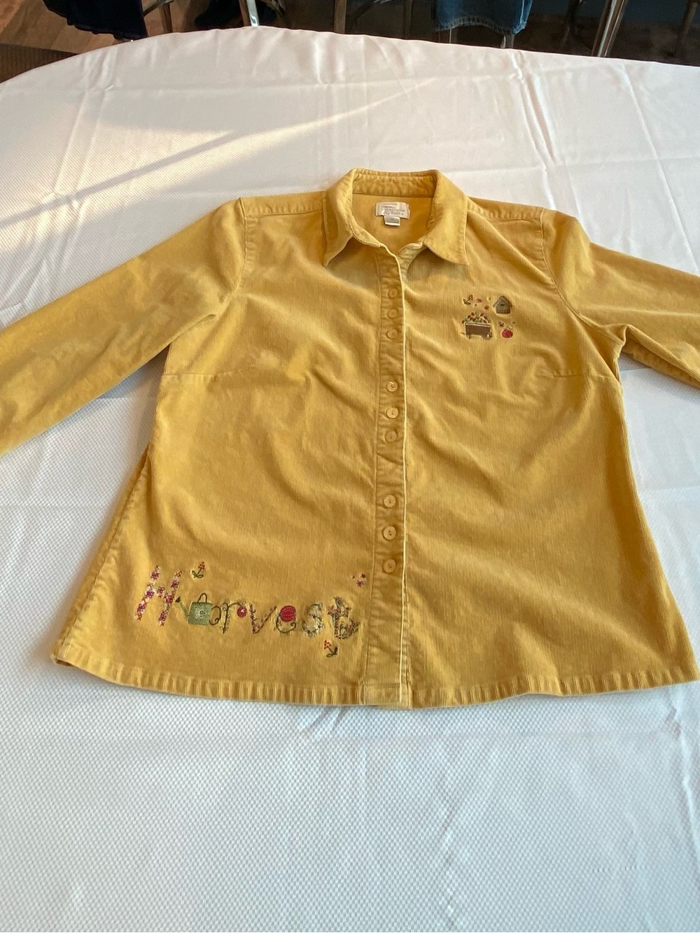Cottage core Women's Mustard Yellow Casual button up Over Shirt /Jacket